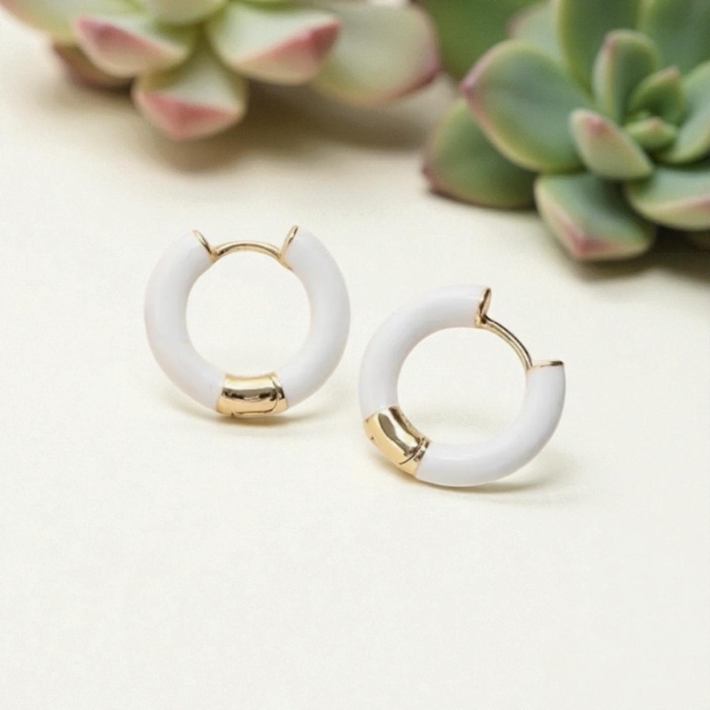 ✅NEW✅ 18K Gold Plated Stainless Steel Congo Earrings WHITE